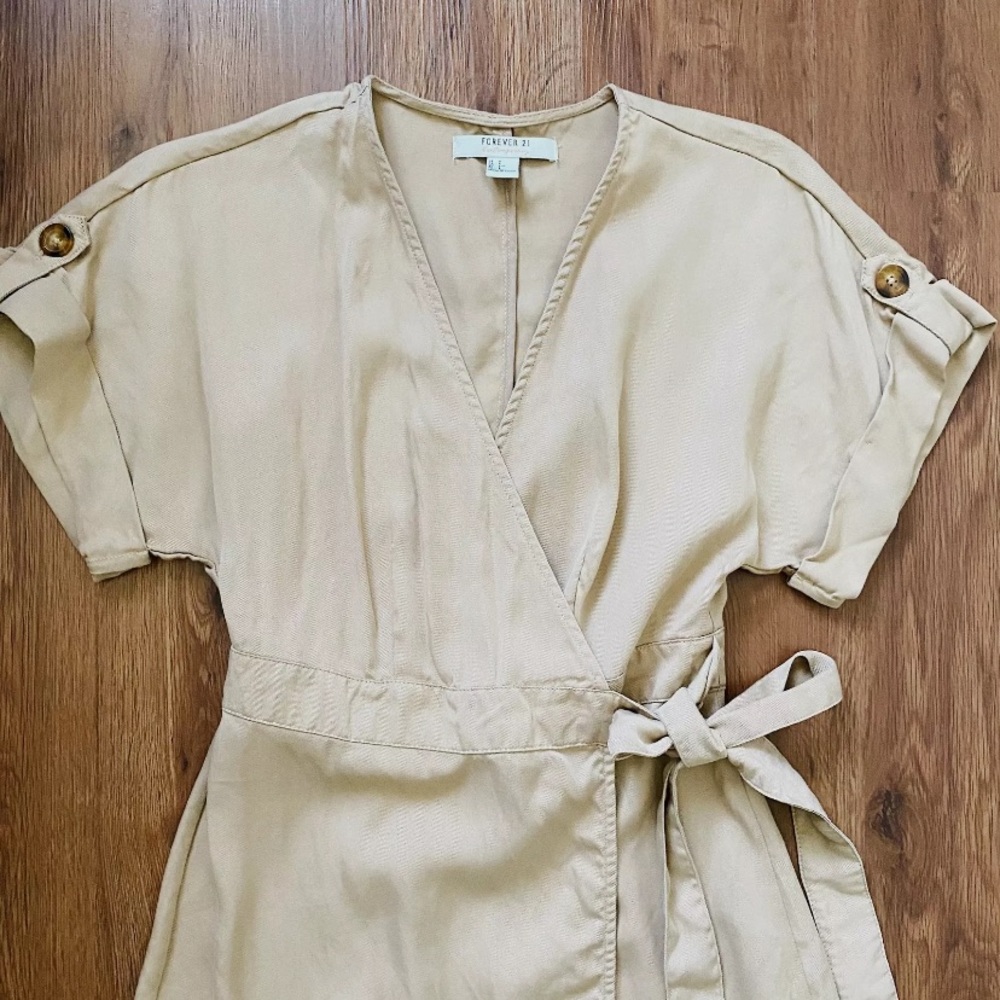 Tan Trench Dress Vintage Style Womens Boutique New Bohomian Boho - Picture 6 of 6